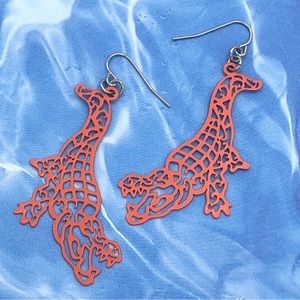 🌼 Orange Alligator Dangle Earrings Florida Gator